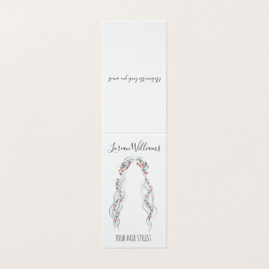 Minimalistisch Haarstylist bruid golvend haar chiq Visitekaartjes (Buitenkant ongevouwen)