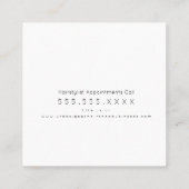Minimalistisch haarzwart wit vierkante visitekaartje (Achterkant)