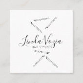 Minimalistisch haarzwart wit vierkante visitekaartje (Voorkant)