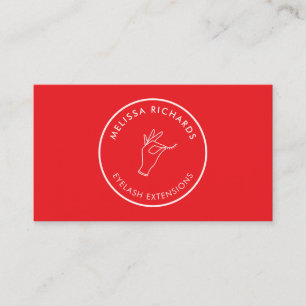 Minimalistisch Hand- en Wimpers Cirkel Logo Rood/R Visitekaartje