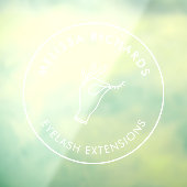 Minimalistisch hand- en wimpers-cirkel logo transp raamsticker (Vel 3)