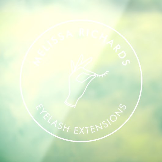 Minimalistisch hand- en wimpers-cirkel logo transp raamsticker (Vel 3)