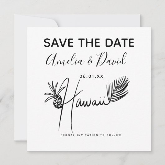 Minimalistisch Hand getrokken Hawaii Script Save t (Voorkant)