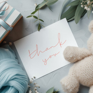 Minimalistisch handgeschreven Baby shower Dank u Briefkaart