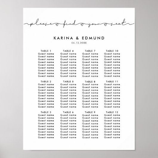 Minimalistisch handgeschreven bruiloft poster (Voorkant)