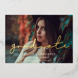 Minimalistisch handgeschreven fotograaf Party Gold Folie Uitnodiging