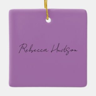 Minimalistisch handgeschreven naamlegger keramisch ornament