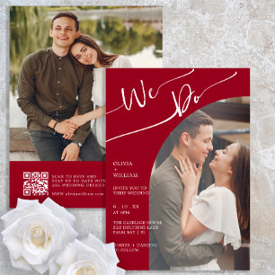 Minimalistisch handgeschreven QR Code Two Photo We Kaart