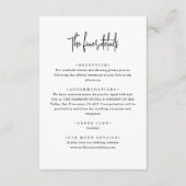 Minimalistisch handgeschreven script bruiloft deta informatiekaartje (Voorkant)