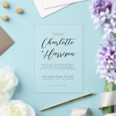 Minimalistisch handgeschreven script bruiloft tran acryl uitnodigingen (Insitu (Huwelijk))