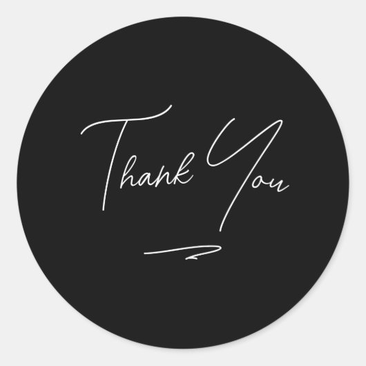 Minimalistisch handgeschreven script Dank u zwart Ronde Sticker (Voorkant)