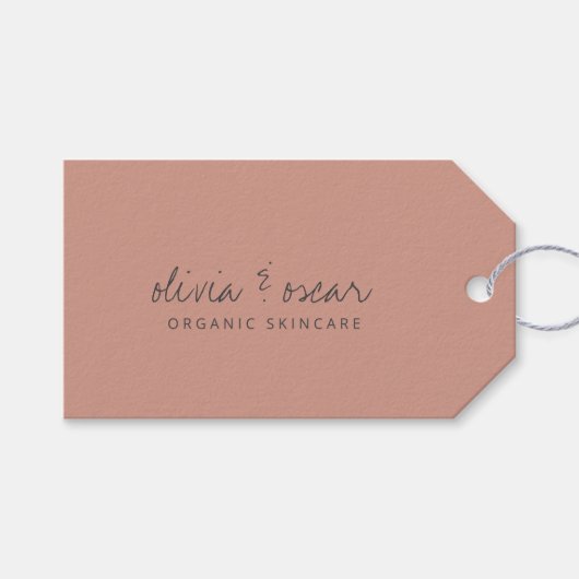 Minimalistisch handgeschreven script Dusty Roos Bu Cadeaulabel (Voorkant (Horizontaal))