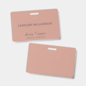 Minimalistisch handgeschreven script Dusty Roos Cu Badge (Voor- en achterkant)