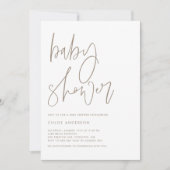 Minimalistisch handgeschreven script Taupe Baby sh Kaart (Voorkant)