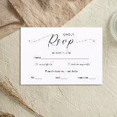Minimalistisch handgeschreven script zwart-wit RSVP kaartje