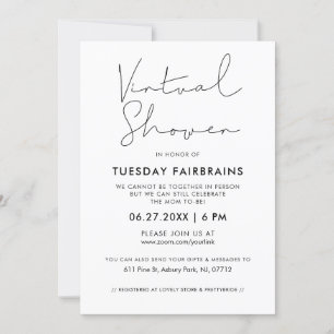 Minimalistisch handgeschreven virtueel baby shower kaart