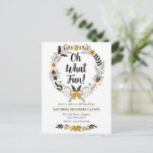 Minimalistisch handgetekend Oh What Fun Kerstfeest Uitnodiging Briefkaart (Staand voorkant)