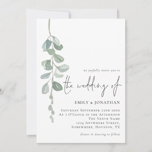 Minimalistisch handschrift Eucalyptus Handwriting Kaart (Voorkant)