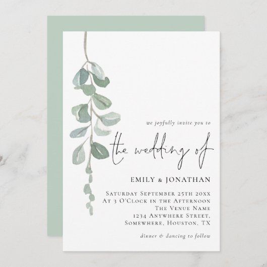 Minimalistisch handschrift Eucalyptus Handwriting Kaart (Voorkant / Achterkant)