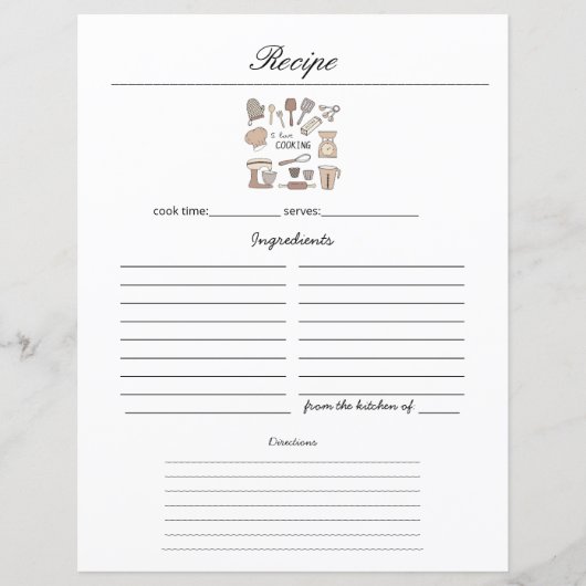 Minimalistisch Handschrift Recept Cookbook Bladzij (Voorkant)