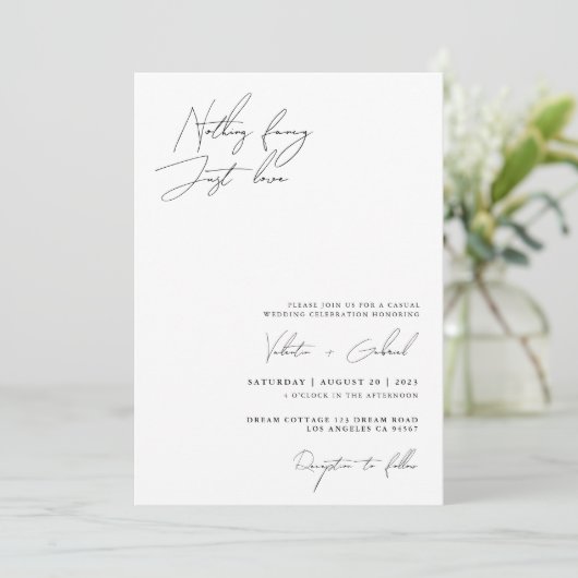 Minimalistisch handscript Niets Fancy Net Love Kaart (Staand voorkant)