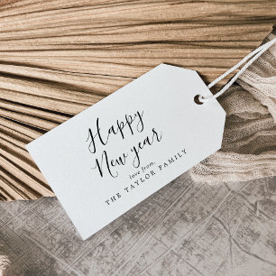Minimalistisch Happy Nieuwjaarsfeestdag Cadeaulabel