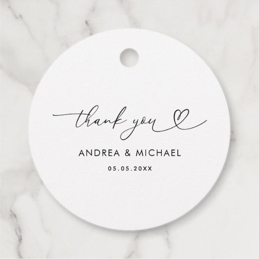 Minimalistisch hartscript delicate bruiloft dank u bedankjes labels (Achterkant)