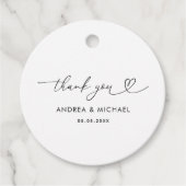 Minimalistisch hartscript delicate bruiloft dank u bedankjes labels (Voorkant)