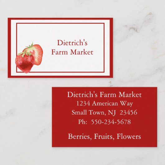 Minimalistisch hedendaags aardbei Visitekaartje (Voorkant / Achterkant)