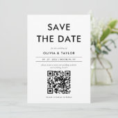 Minimalistisch hedendaagse QR-code bruiloft Save The Date (Staand voorkant)