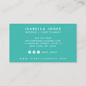 Minimalistisch helder blauwgroen professioneel lux visitekaartje (Achterkant)