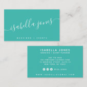 Minimalistisch helder blauwgroen professioneel lux visitekaartje (Voorkant / Achterkant)