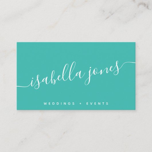 Minimalistisch helder blauwgroen professioneel lux visitekaartje (Voorkant)