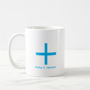 Minimalistisch Hemelblauw Plus Teken Aangepaste Na Koffiemok