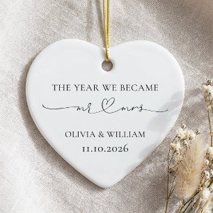 Minimalistisch Het Jaar Dat We Mijnheer en Mevrouw Keramisch Ornament