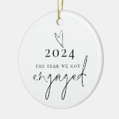 Minimalistisch het jaar dat we verloofde hartnamen keramisch ornament (Links)