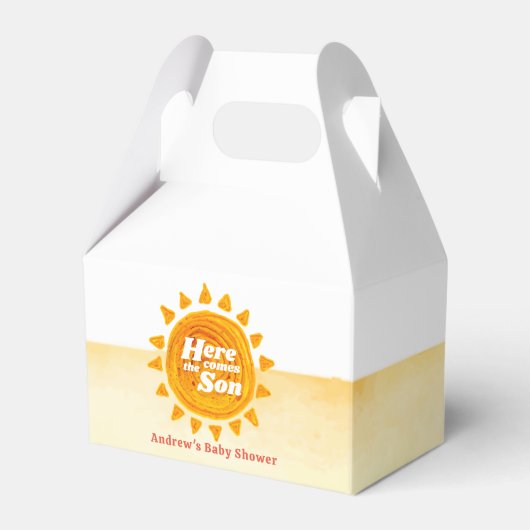 Minimalistisch hier komt het Son Boho Baby shower Bedankdoosjes (Voorkant Zijde)