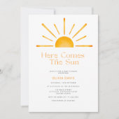 Minimalistisch hier komt het Sun Retro Baby shower Kaart (Voorkant)