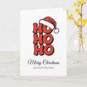 Minimalistisch Ho Ho Ho Red Vrolijk Kerstfeest Kaart (Gele Bloem)
