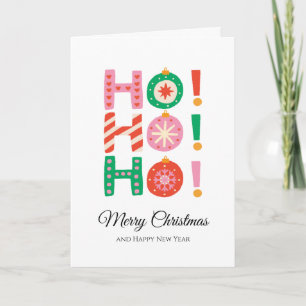 Minimalistisch Ho Ho Ho Vrolijk Kerstmis & Nieuwja Kaart