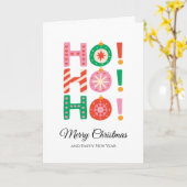 Minimalistisch Ho Ho Ho Vrolijk Kerstmis & Nieuwja Kaart (Gele Bloem)
