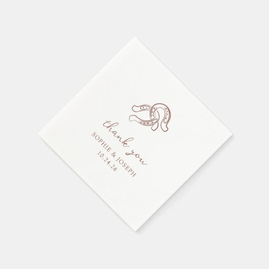 minimalistisch Hoefijzer | Bruine en witte bruilof Servet (Hoek)