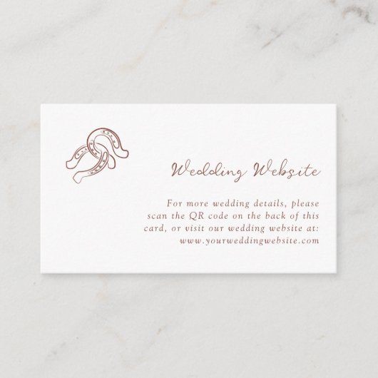 Minimalistisch Hoefijzer | Huwelijkswebsite QR Cod Informatiekaartje (Voorkant)