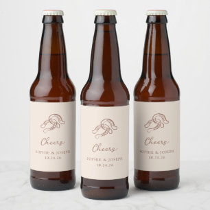 minimalistisch Hoefijzer Neutraal en wit huwelij Bier Etiket