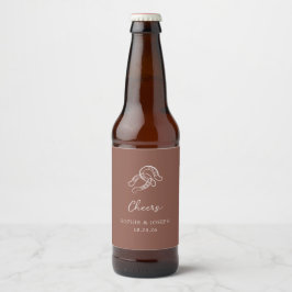 minimalistisch Hoefijzer | Rustic Brown Wedding Bier Etiket