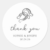 Minimalistisch Hoefijzer | Zwart-wit bruiloft Ronde Sticker (Voorkant)