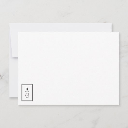 Minimalistisch hoekmonogram Initialen Stijlvolle a Notitiekaartje (Voorkant)