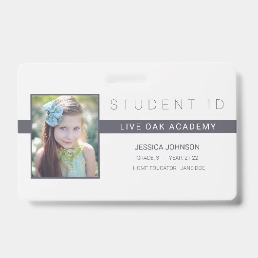 Minimalistisch Homeschool Student ID Badge (Voorkant)