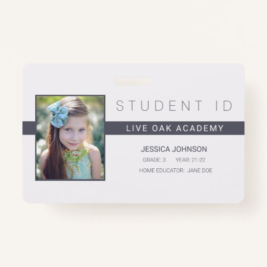 Minimalistisch Homeschool Student ID Badge (Voorkant)
