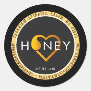 Minimalistisch Honey Label met Honey Heart Design